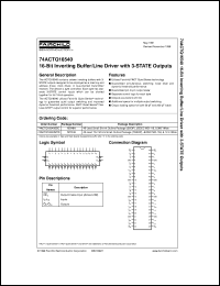datasheet for 74ACTQ16540SSCX by Fairchild Semiconductor