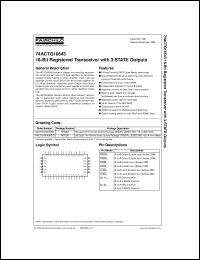 datasheet for 74ACTQ16543SSCX by Fairchild Semiconductor