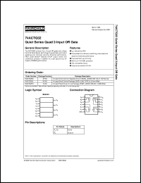 datasheet for 74ACTQ32PC by Fairchild Semiconductor