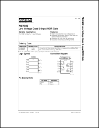 datasheet for 74LVQ02SCX by Fairchild Semiconductor