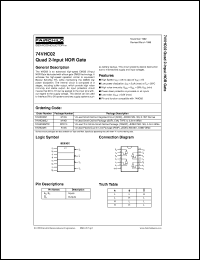 datasheet for 74VHC02MX by Fairchild Semiconductor