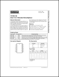 datasheet for 74VHC139M by Fairchild Semiconductor