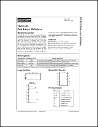 datasheet for 74VHC153M by Fairchild Semiconductor