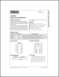 datasheet for 74VHC27MX by Fairchild Semiconductor