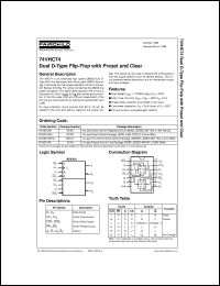datasheet for 74VHC74M by Fairchild Semiconductor