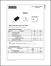 datasheet for BAS16 by Fairchild Semiconductor