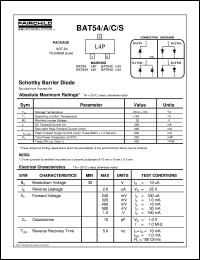 datasheet for BAT54 by Fairchild Semiconductor