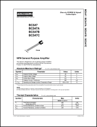 datasheet for BC547 by Fairchild Semiconductor