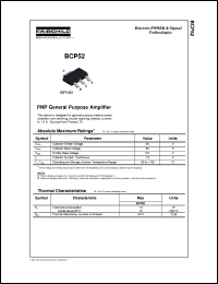 datasheet for BCP52 by Fairchild Semiconductor