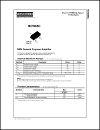 datasheet for BCW65C by Fairchild Semiconductor