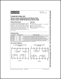 datasheet for CD4001BCN by Fairchild Semiconductor