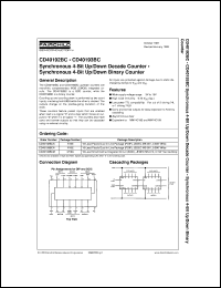 datasheet for CD40192BCN by Fairchild Semiconductor