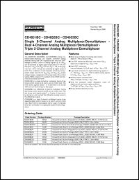 datasheet for CD4051BCM by Fairchild Semiconductor