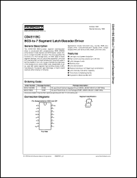 datasheet for CD4511BCN by Fairchild Semiconductor