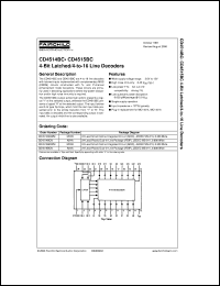 datasheet for CD4514BCN by Fairchild Semiconductor