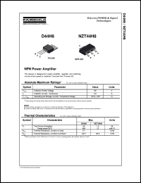 datasheet for D44H8 by Fairchild Semiconductor