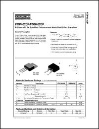 datasheet for FDP4020P by Fairchild Semiconductor