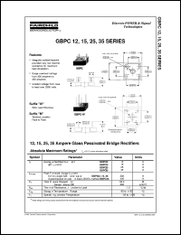 datasheet for GBPC1502 by Fairchild Semiconductor