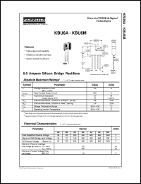 datasheet for KBU6A by Fairchild Semiconductor