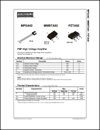 datasheet for MPSA92 by Fairchild Semiconductor