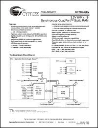 datasheet for CY7C0430V-100BGC by Cypress Semiconductor