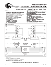 datasheet for CY7C025AV-20AC by Cypress Semiconductor