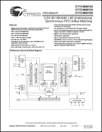 datasheet for CY7C4804V25-166 by Cypress Semiconductor