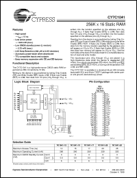 datasheet for CY7C1041-20VC by Cypress Semiconductor