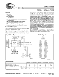 datasheet for CY7C1041V33-15VC by Cypress Semiconductor