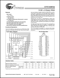 datasheet for CY7C1049V33-15VC by Cypress Semiconductor