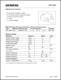 datasheet for BFR180W by Infineon (formely Siemens)