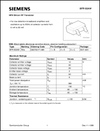 datasheet for BFR92AW by Infineon (formely Siemens)