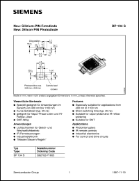datasheet for BP104S by Infineon (formely Siemens)