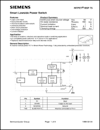 datasheet for BSP75 by Infineon (formely Siemens)