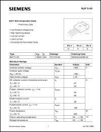 datasheet for BUP314D by Infineon (formely Siemens)