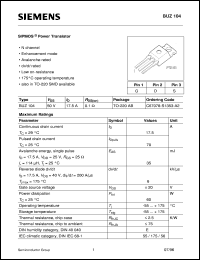 datasheet for BUZ104 by Infineon (formely Siemens)