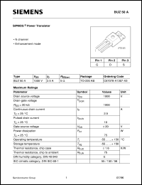 datasheet for BUZ50A by Infineon (formely Siemens)