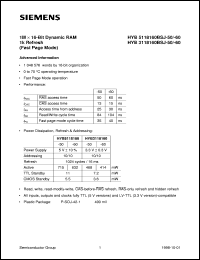 datasheet for HYB3118160BSJ-50 by Infineon (formely Siemens)