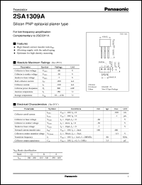 datasheet for 2SA1309A by Panasonic - Semiconductor Company of Matsushita Electronics Corporation