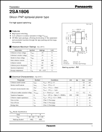 datasheet for 2SA1806 by Panasonic - Semiconductor Company of Matsushita Electronics Corporation