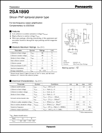 datasheet for 2SA1890 by Panasonic - Semiconductor Company of Matsushita Electronics Corporation