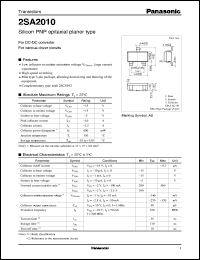 datasheet for 2SA2010 by Panasonic - Semiconductor Company of Matsushita Electronics Corporation