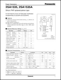 datasheet for 2SA1535 by Panasonic - Semiconductor Company of Matsushita Electronics Corporation