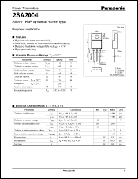 datasheet for 2SA2004 by Panasonic - Semiconductor Company of Matsushita Electronics Corporation
