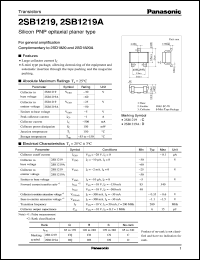 datasheet for 2SB1219A by Panasonic - Semiconductor Company of Matsushita Electronics Corporation