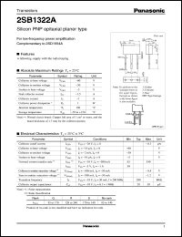 datasheet for 2SB1322A by Panasonic - Semiconductor Company of Matsushita Electronics Corporation