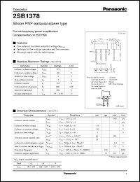 datasheet for 2SB1378 by Panasonic - Semiconductor Company of Matsushita Electronics Corporation