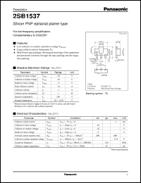 datasheet for 2SB1537 by Panasonic - Semiconductor Company of Matsushita Electronics Corporation