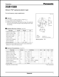 datasheet for 2SB1589 by Panasonic - Semiconductor Company of Matsushita Electronics Corporation