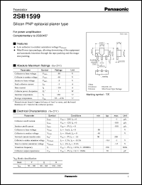 datasheet for 2SB1599 by Panasonic - Semiconductor Company of Matsushita Electronics Corporation
